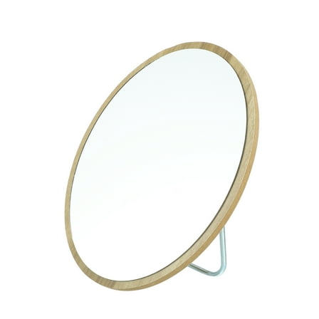Vocoste Natural Wooden Makeup Mirror Foldable Mirror Makeup Desktop Stand Mirror for Women Beige 5.12"x7.09"