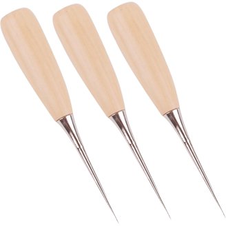 VIUJUH 2 Pack Awl,Gourd Shape Awl Tailors Awl Wood Handle Scratch Awl Sewing