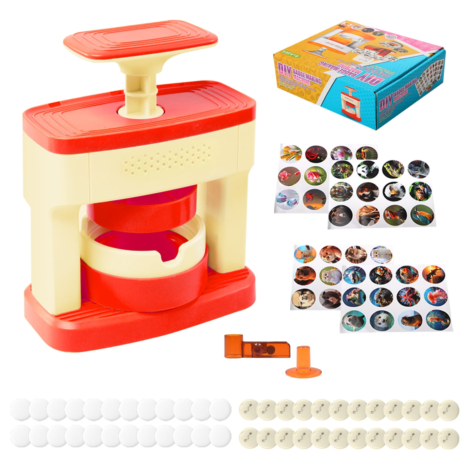 Dongyi 55mm Button Maker Machine with 48 Pcs Supplies-DIY Badge Maker Kit for Kids Crafts,Includes Circle Cutter & Button Parts,Perfect for School Projects & Party Favors