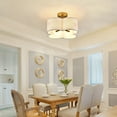 thumbnail image 4 of WUZSTAR Farmhouse Semi-Flush Ceiling Light Fixture w/ Fabric Drum Shade for Kitchen, Bedroom, Dining Room, Corridor, Living Room, 4 of 12