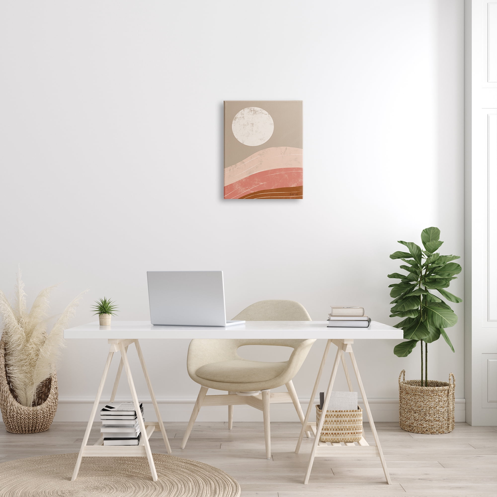 Design by Becky Thorns Desert Sun over Abstract Mountain Landscape Terracotta Brown 16 in x 20 in Painting Canvas Art Print, by Stupell Home Décor