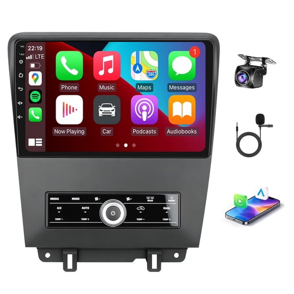 LULAION For 2010‑2014 Ford Mustang – 10" Android Car Stereo with 4 64GB, Wireless Carplay, Android Auto, WiFi, Bluetooth, EQ Audio, AM/FM, AHD Camera