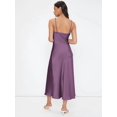 thumbnail image 2 of Purple Satin Draped Cowl Neck Slip Dress, Long Sleeveless Camisole For Evening, Wedding Guest Or Elegant Occasions, 2 of 6