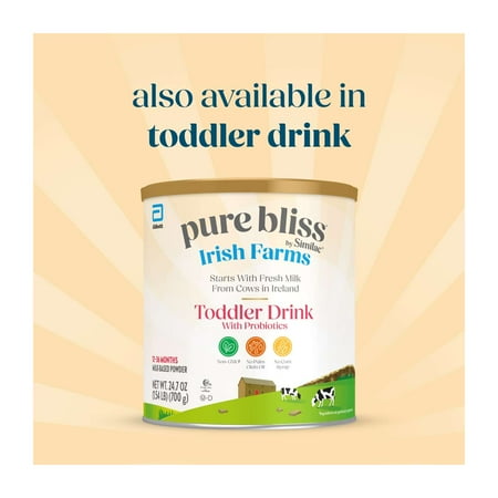 Pure Bliss by Similac Irish Farms Powder Baby Formula, Easy to Digest, 24.7-oz Can, Pack of 4