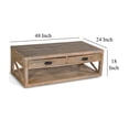 thumbnail image 5 of Rany Cocktail Table- 2 Drawers- Shelf- 48 Inch Rectangular Light Brown, 5 of 5