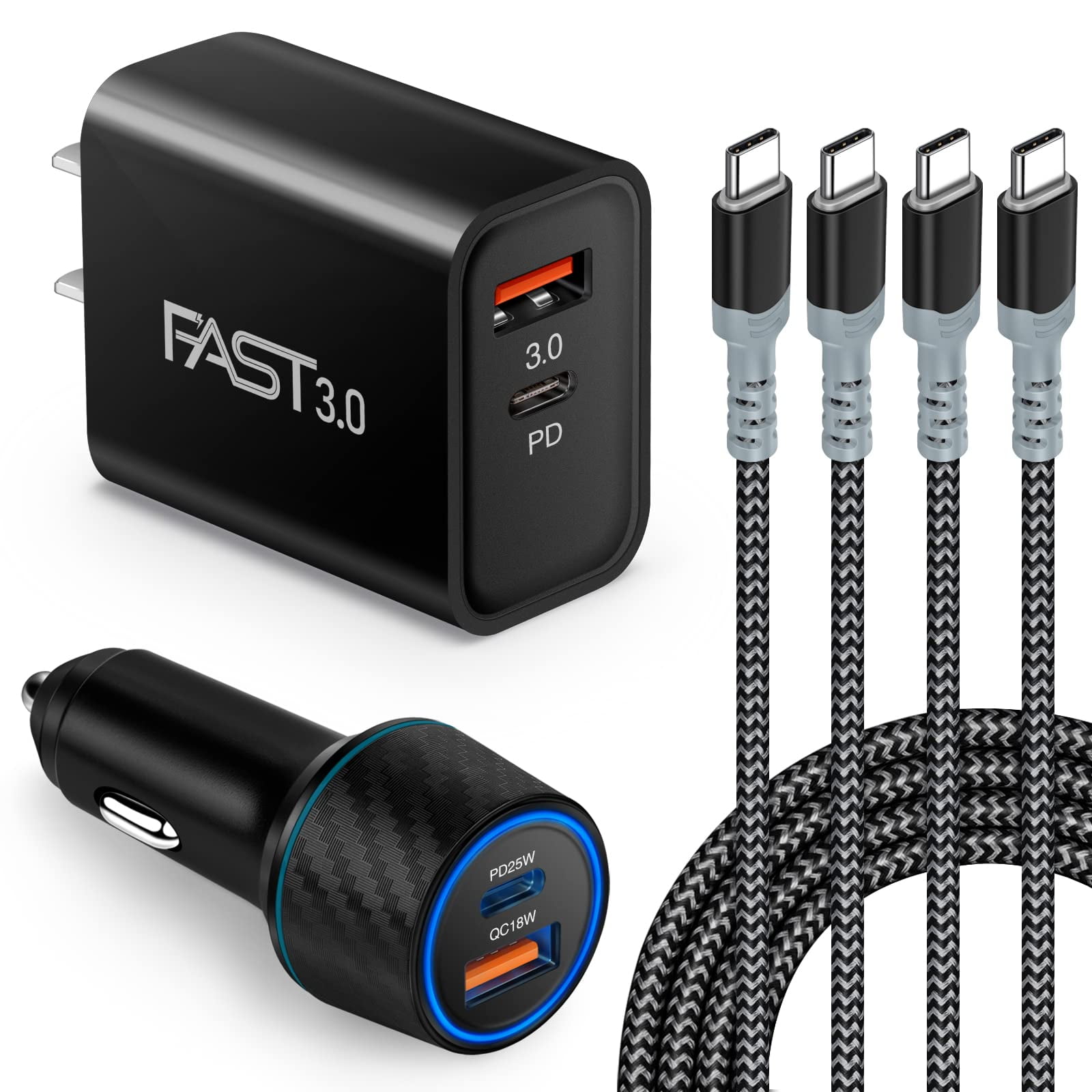 USB C Wall Charger Car Charger Kit,USB C Charger Block, DualPort Type