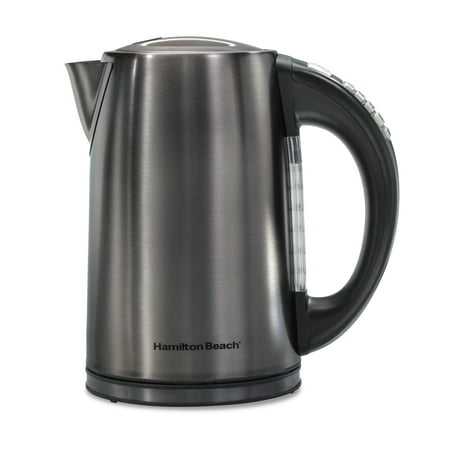 Hamilton Beach 1.7 Liter Variable Temperature Electric Kettle Model 41022  Brushed Black Stainless Steel