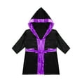 thumbnail image 3 of Raenseen Garçons Enfants Robe de Boxe à Manches Longues Uniforme Kick Boxe Art Martial Muay Thaï Entraînement à Capuche Noir&Violet 6, 3 of 5