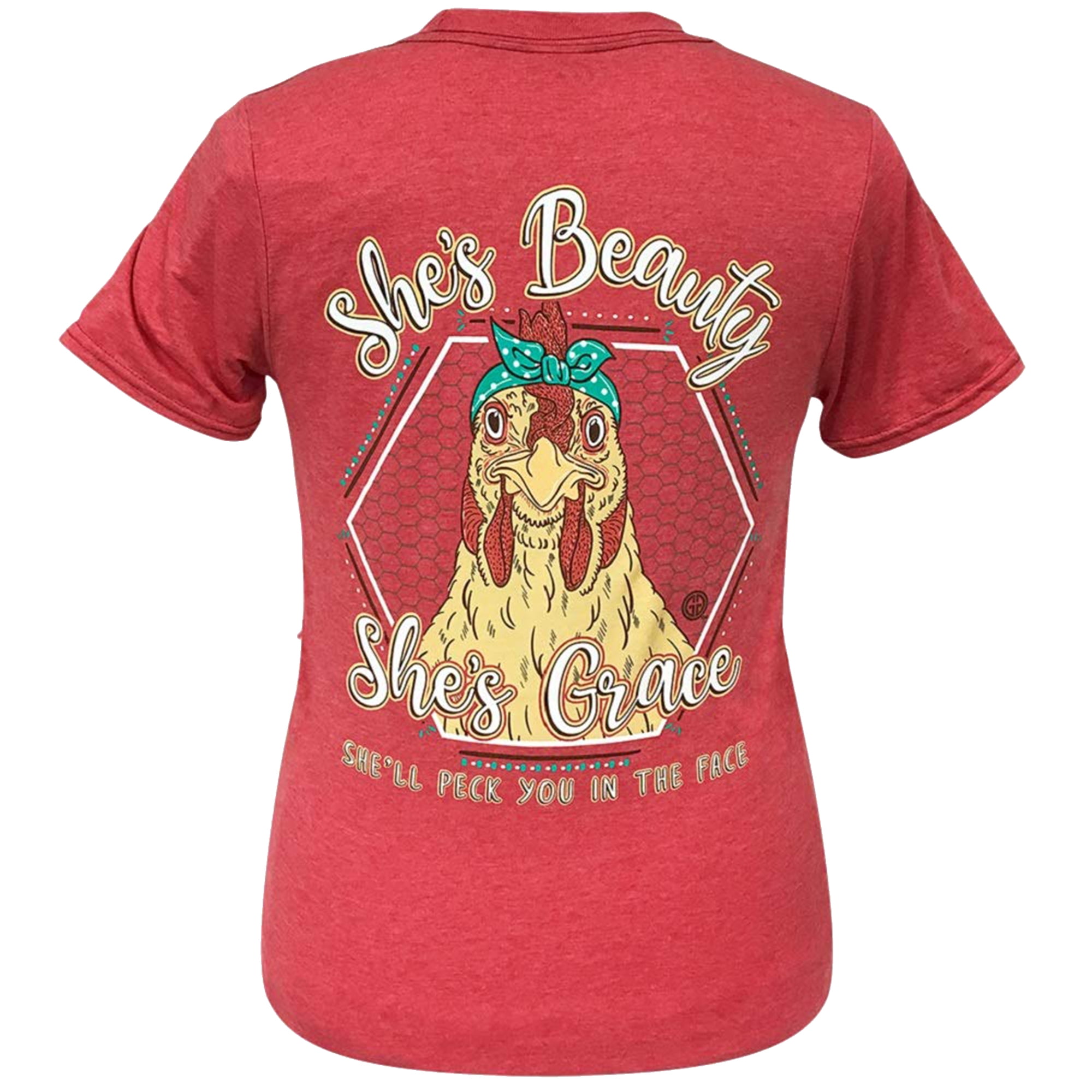 Girlie Girl Originals Beauty Grace Hen Short Sleeve TShirtHeather Red