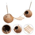 thumbnail image 1 of Nido de pájaro de coco con jaula de hámster de escalera de madera caba?a de cáscara de coco colgante LingWen 8390606657015, 1 of 1