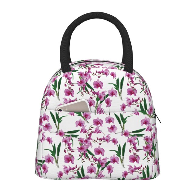 Disketp Orchids Flowers Bolsa Térmica para Almuerzo, Lonchera con Abertura Amplia y Gran Capacidad, Organizador Reutilizable para Mujeres, Hombres y Adultos