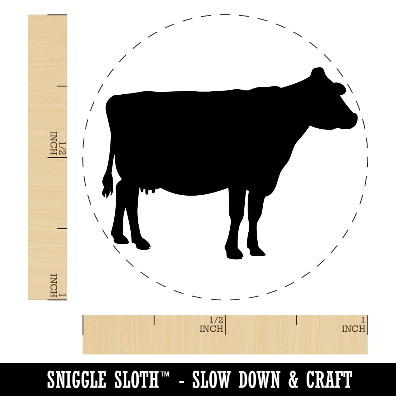 Solid Cow Farm Animal Self-Inking Rubber Stamp Ink Stamper - Purple Ink - Medium 1 Inch