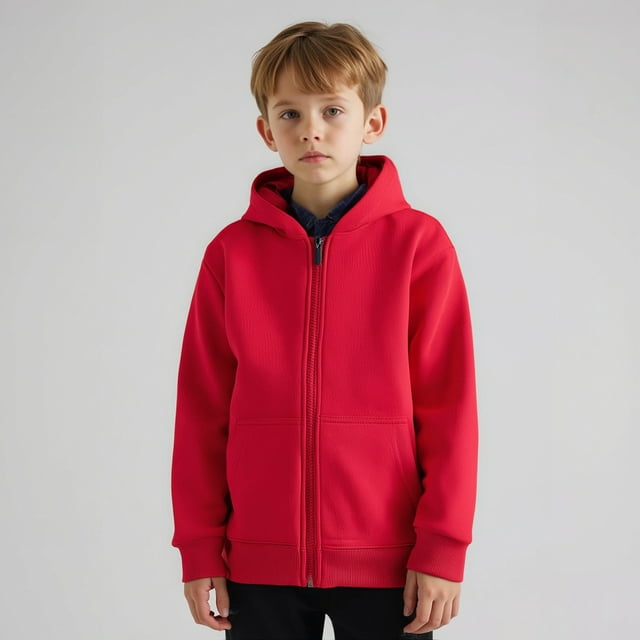 WENXIAOO Chandail à Capuchon pour Garçons, Décontracté, Manches Longues, Chandails à Capuchon avec Fermeture Éclair, Chandails à Capuchon Rouges, Poche, Vêtements Chauds d'Automne et d'Hiver pour Enfants, Vêtements pour Petites Filles 4t