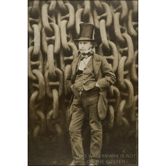 24"x36" Gallery Poster, Isambard Kingdom Brunel by the launching chains of the Great Eastern