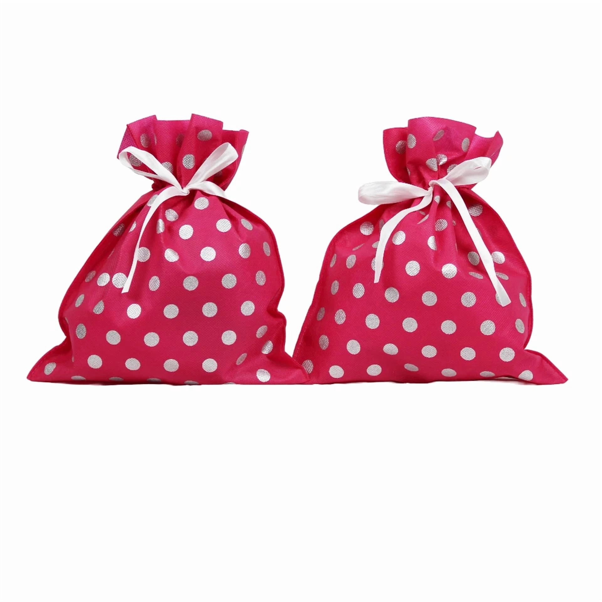 BUTTERFLY- Pink Polka Dot Gift Bag Set: 4 Assorted Sizes