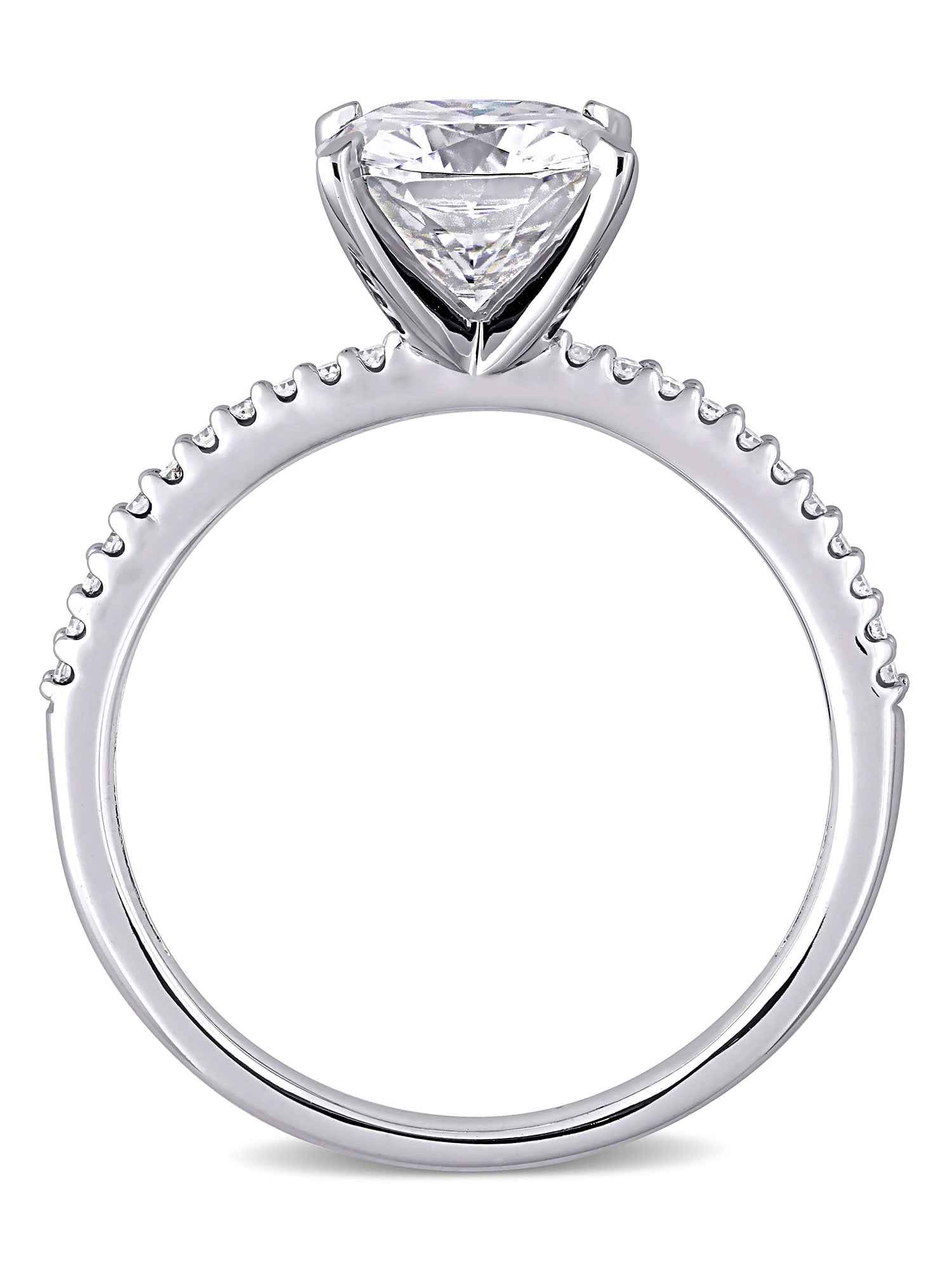 Everly Women's Created Moissanite and Diamond 14K White Gold Engagement Ring