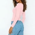 thumbnail image 5 of AherBiu Going out Tops for Women V Neck Long Sleeve T-Shirt Cropped Cute Tops Slim Fitted Stretch Basic Layer Tees Undershirt Pink7,XX-Large, 5 of 9