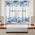 thumbnail image 2 of Ambesonne Watercolor Kitchen Curtains, Blue Flowers Leaves, 55"x45", Royal Blue Pale Blue, 2 of 3