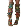 thumbnail image 2 of Wuxian Funny Socks Vintage Boho Leg Warmers Bohemian Pattern Stocking Thighs Over The Knee Thick Leggings Fashion Soft Stretch Boots Ocks Comfy Dailywear,Coffee,One Size, 2 of 7