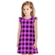 thumbnail image 1 of Balery Purple Black Buffalo Plaid Camisón de princesa para niñas, pijama de algodón con mangas abullonadas, suave y bonito.-Small, 1 of 6