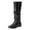 Black, variant on Womens Slouch Knee High Boots with No Heels Winter Fall Casual Ruched Leather Flats Wide Calf Tall Boots Black Size 6