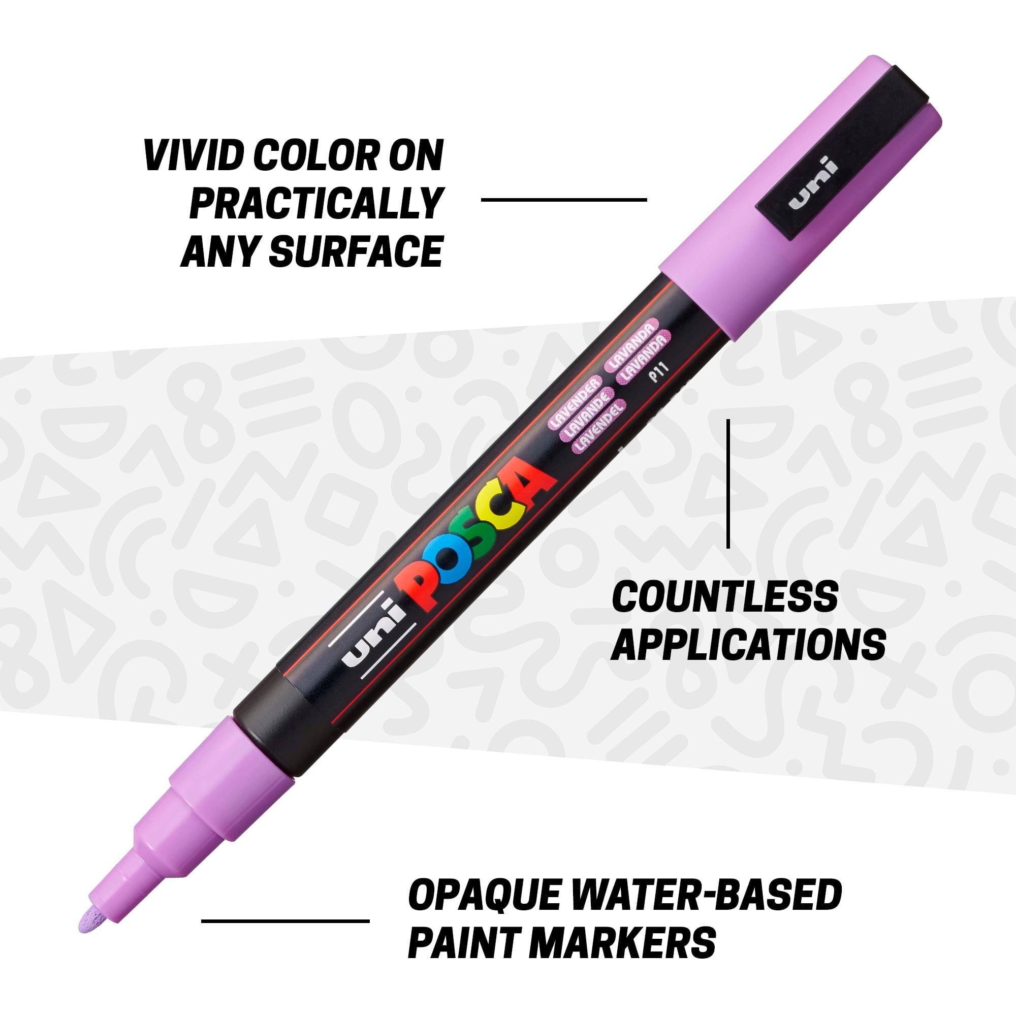 Marqueurs à peinture à base d’eau uni® POSCA PC-3M, pointe fine réversible (0,9 à 1,3 mm), couleurs douces, paquet de 8