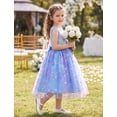 thumbnail image 7 of IBTOM CASTLE Girls Sparkly Flower Pageant Tulle Dress Sequin Floral Applique Fairy Tea Length Gown for Birthday Wedding Graduation Daddy Daughter Dance Blue, 7 of 7