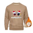 thumbnail image 1 of Blusas y camisas de cuello redondo y manga larga para hombre, blusa de poliéster con estampado navideño de copa de vino y terciopelo., 1 of 6