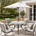 thumbnail image 2 of Round Outdoor Tablecloth with Umbrella Hole and Zipper, Beige Coastal Tablecloth with Elastic Waterproof, Summer Nautical Beach Coral Starfish Patio Table Covers for 55" - 60" Picnic Pool Tables, 2 of 9