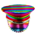 thumbnail image 5 of Nicky Bigs Novelties Rainbow Pride Holographic Military Studded Festival Captain Hat Accessory, 5 of 8