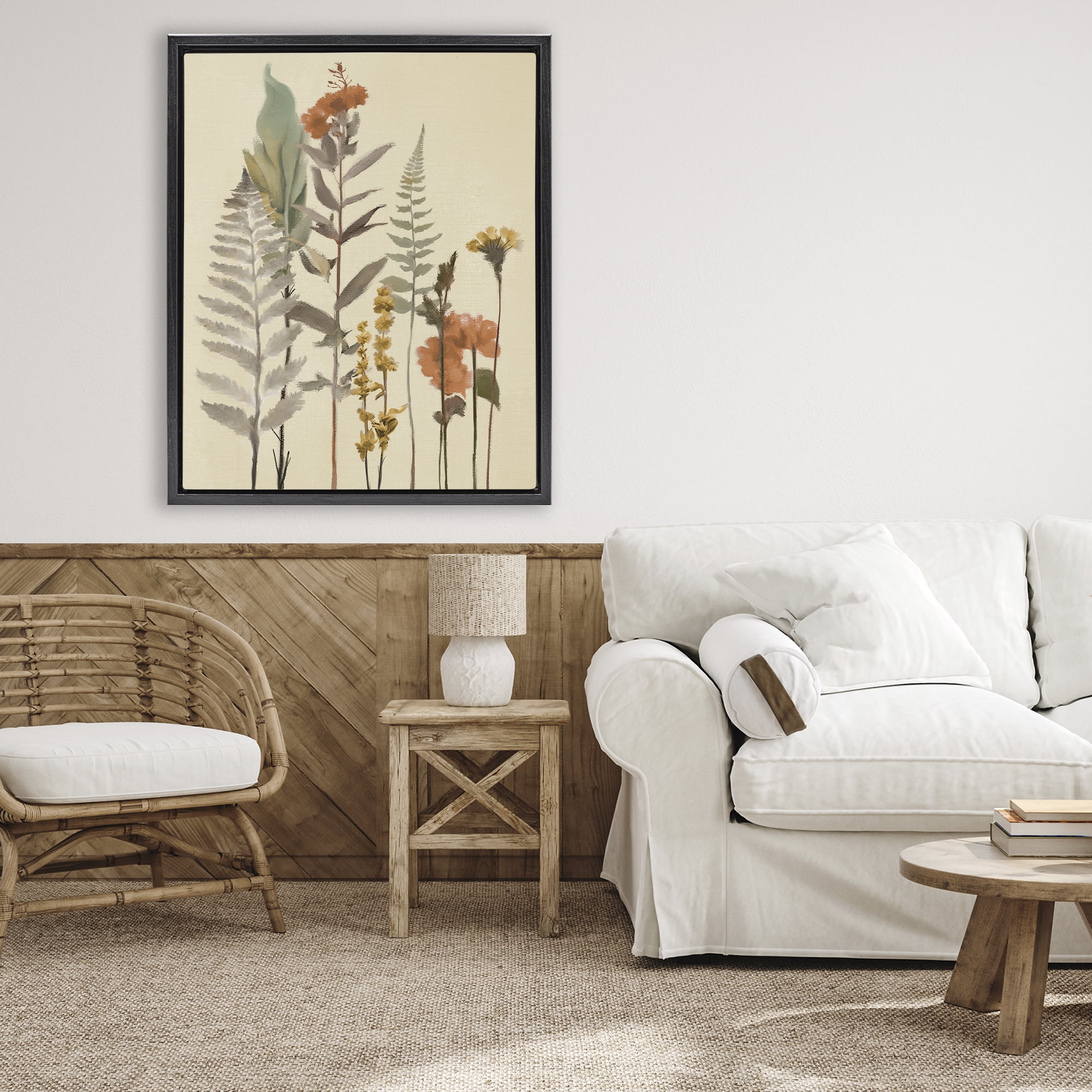 Stupell Industries Fall Botanicals and Ferns Black Framed Floater Canvas Wall Art, design by Elizabeth Medley