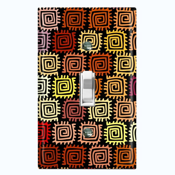 Metal Light Switch Plate Cover Colorful Safari African Tribal Art Pattern SFR017
