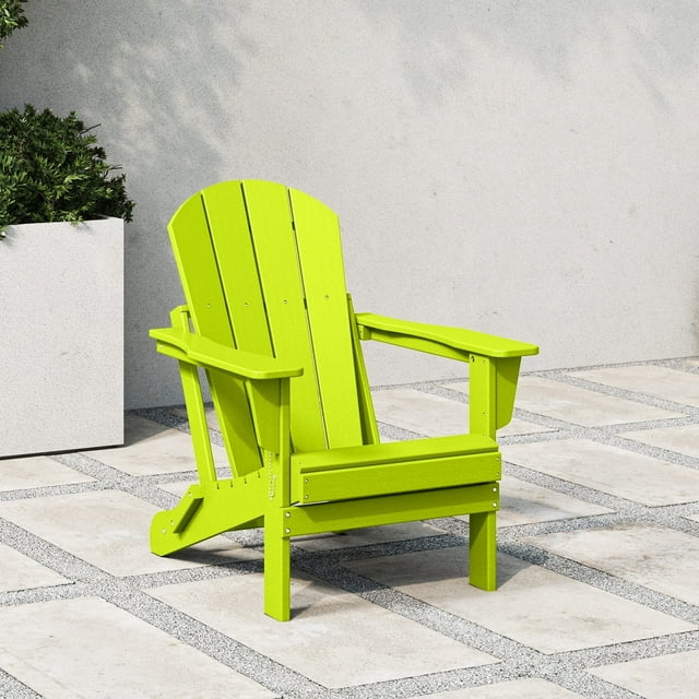 Westintrends Chaise Adirondack Pliante d'Extérieur en HDPE, Siège de Patio, Résistante aux Intempéries, Lime