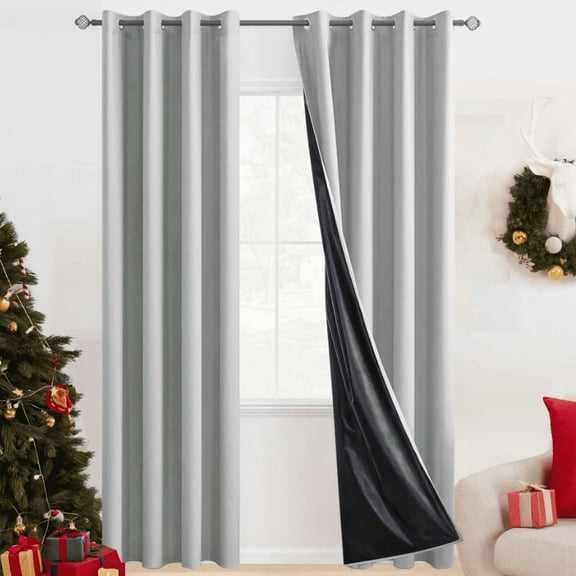 suxuMhao Curtains, Light Gray Blackout Curtains for Living Room & Bedroom Thermal Insulated, Room Darkening Window Curtain Panels, 39×63in, 2 Pieces, Light Blocking Drapes for Home Decoration
