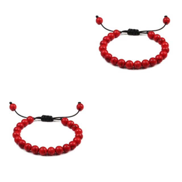 Qarigey unisex con piedras preciosas naturales, joyería, idea de regalo, para mujer, para hombre, línea negra+rojo Línea negra+roja 2Conjunto