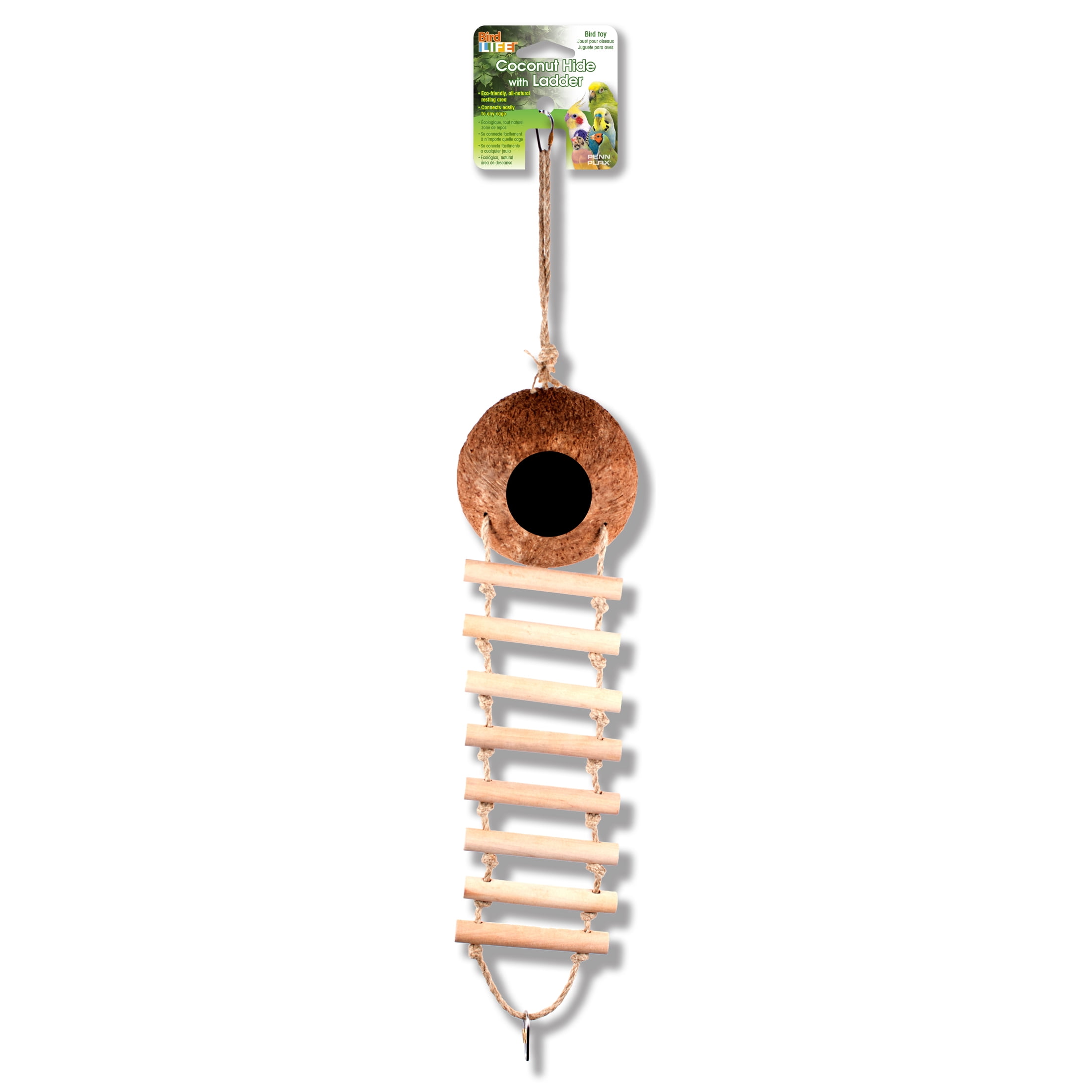 (4 pack) Eco-Friendly Coconut Hide Birdhouse with Ladder by Penn-Plax