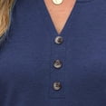 thumbnail image 4 of ClodeEU Women's V Neck 3/4 Sleeve Button Top ,Casual Summer Tunic Blouse Navy,Womens Plus L, 4 of 5