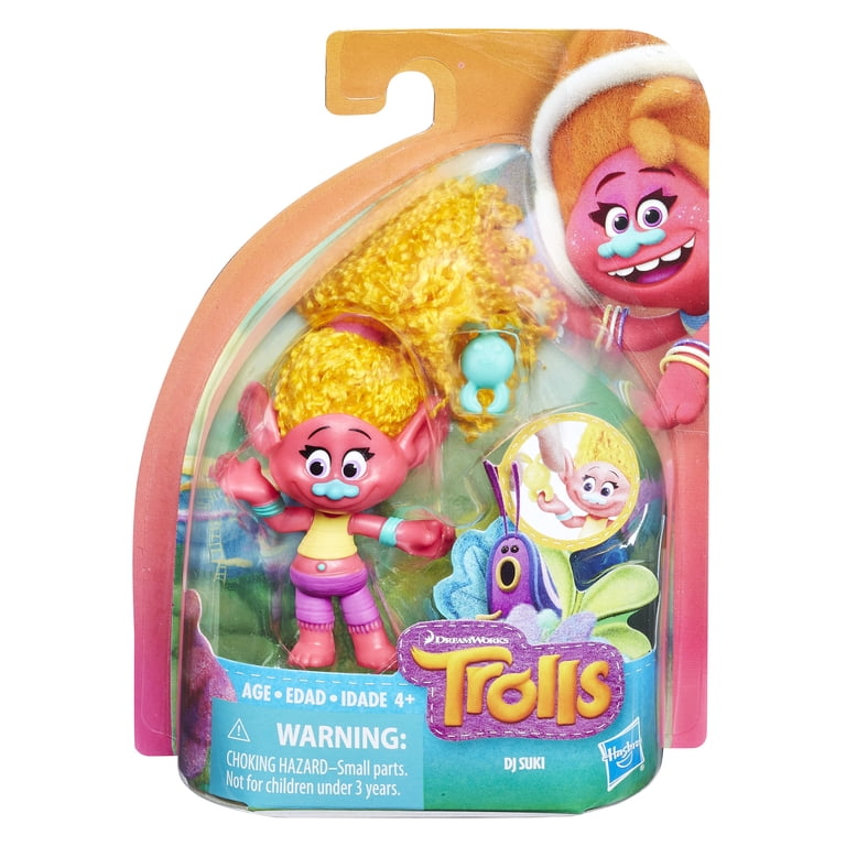 Trolls DJ Suki Figure, Collectible Doll with Plush Hair and