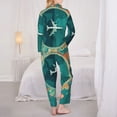 thumbnail image 6 of Wukai Around The Planet Print Women's Pajama Set - Soft Long Sleeve Sleepwear for Comfort and Style-X-Large, 6 of 9