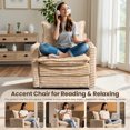 thumbnail image 5 of Vcatnet Swivel Accent Chair 360°Corduroy Swivel Armchair Reading Chair with Side Pockets for Living Room, Bedroom, Reading Room Beige, 5 of 8