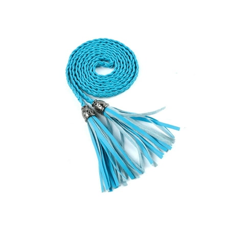 Waist Beaded Bodice - women's tassels beaded braided skinny pu waist belt