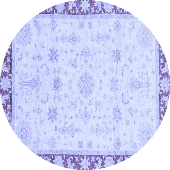 Ahgly Company Indoor Round Oriental Blue Traditional Area Rugs, 7' Round