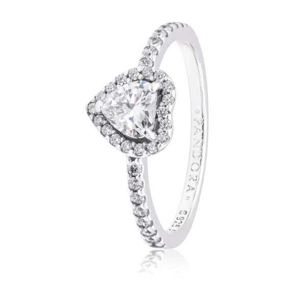 Pandora Jewelry Elevated Heart Cubic Zirconia Ring in Sterling Silver, Size 4.5, No Box