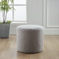 thumbnail image 2 of Wovenbyrd Round Pouf Ottoman with Foam Core, Gray – Perfect for Living Room or Bedroom, 2 of 6