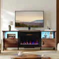thumbnail image 6 of Bestier Fireplace TV  Stand, LED Media Console with Storage, with Electric Fireplace Included , Brown, 6 of 10