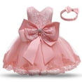 thumbnail image 1 of Vestido de niña pequeña con lazo grande, vestido de bautismo para niñas, primer año, fiesta de cumpleaños, vestido de boda, ropa de bebé, tutú, vestido esponjoso Tan Jianjun  unisex, 1 of 2