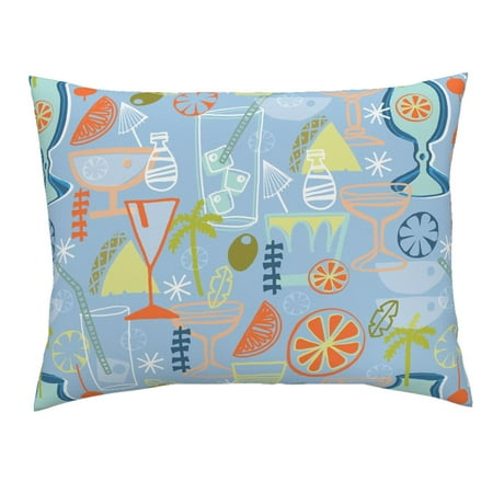 Orange Tropical Fruit - Tropical Cocktail Party Pineapple Holidays Orange Fruit Pillow Sham by Roostery