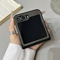 thumbnail image 7 of Vintage PU Leather Case for Samsung Galaxy Z Flip 7, with Hinge Protection, Rotating Magnetic Ring Kickstand, Slim Drop-Proof Hard PC Phone Cover, Classic Style Protective Case, Black, 7 of 7