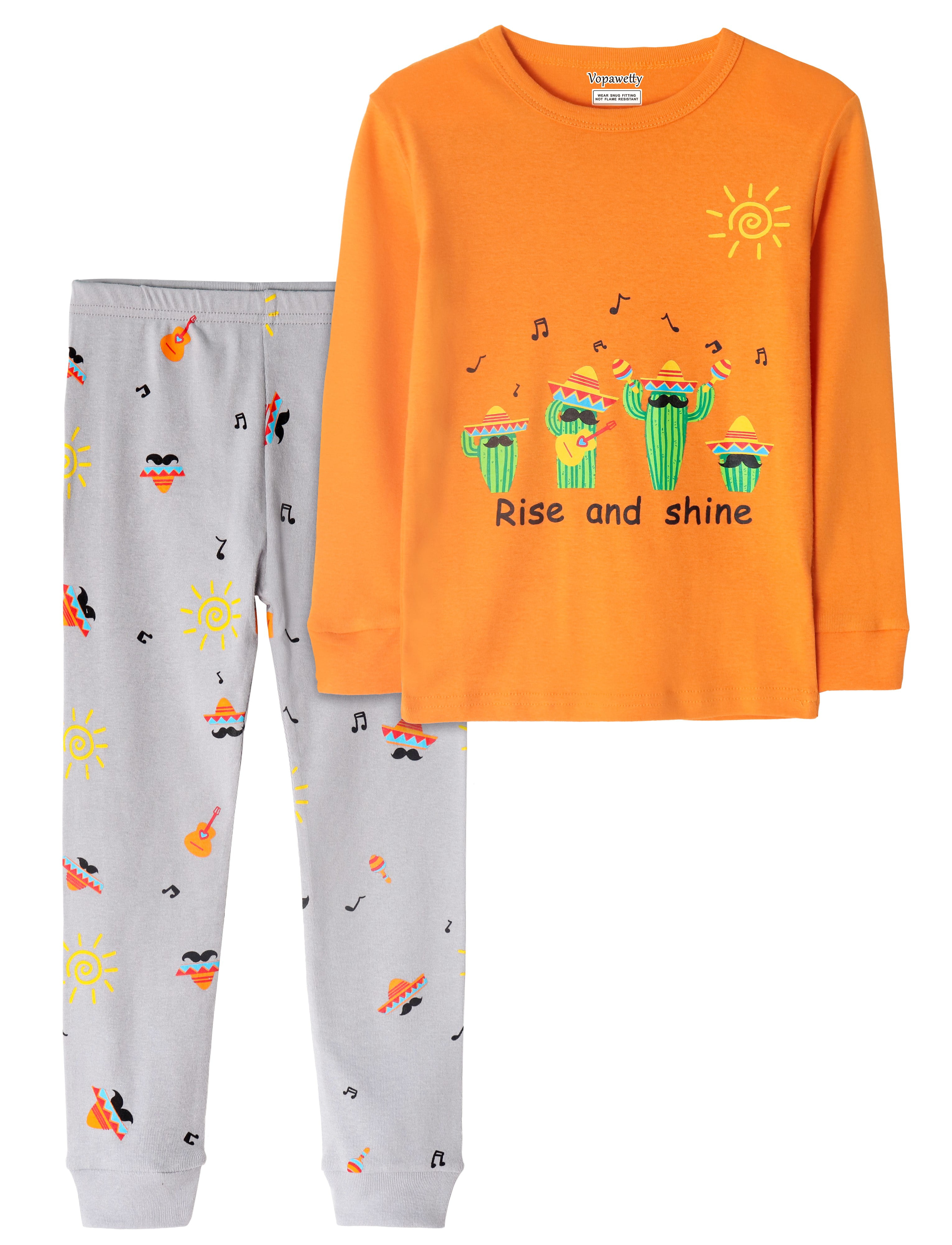 Vopawetty Girls' 2-Piece Snug-Fit Cotton Pajama Set Sleepwear 
