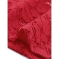 thumbnail image 5 of DARING DIVA Women's Sheer Long Sleeves Off Shoulder Floral Lace Tops L Red, 5 of 6